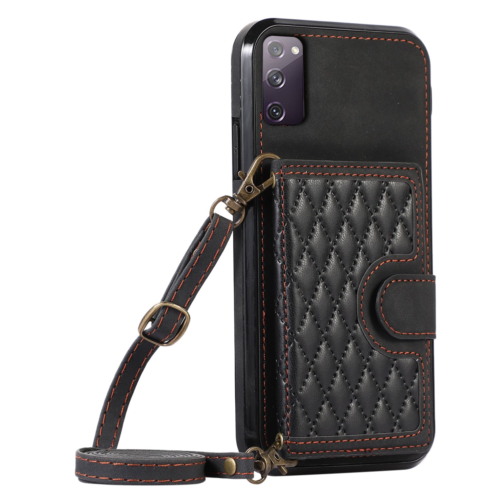 For Samsung Galaxy S20 FE 2022 / S20 FE / S20 FE 5G / S20 Lite Case Card Holder TPU+PU Leather Phone Shell - Black For Samsung Galaxy S20 FE 2022 / S20 FE / S20 FE 5G / S20 Lite Case Card Holder TPU+PU Leather Phone Shell - Black